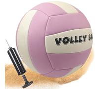 Behogan Ballon de beach-volley en cuir souple - Taille 5 - Pour jouer en extérieur et intérieur - Étanche - Officiel - Avec pompe à ballon - Pour filles, adolescents, adultes - Volley - Violet