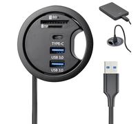 Behogan Hub USB : hub USB 3.0, Hub USB 3.0 SD TF, hub USB 3.0 avec 2 Type-A 3.0 et 1 Type-C 3.0, 60 mm Répartiteur de douille de bureau pour PC de bureau