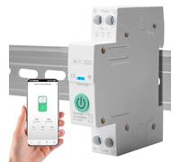 Behogan Interrupteur intelligent WiFi 1P+N - Disjoncteur de puissance intelligent - Commande vocale - Relais Wi-Fi pour rail DIN Tuya/Smart Life - Télécommande Alexa/Google