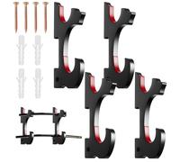 Behogan Katana Lot de 2 paires de supports muraux à deux couches, porte-épée classique en bois avec rembourrage en velours, support pour épée Katana, support d'armes pour une variété d'armes (noir)