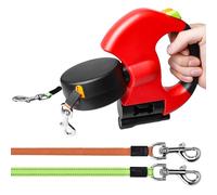 Behogan Laisse double pour chien extensible, 300 cm, laisse rétractable pour 2 chiens, laisse pour chien avec lumière, poignée ergonomique, bandes réfléchissantes