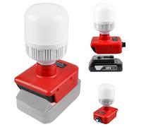 Behogan Lampe sans fil pour batterie Einhell 18 V - Lampe de travail 12 W avec ampoules E27 réglables 150-1300 lm - Projecteur LED pour camping, urgence, chantier, travaux d'entretien