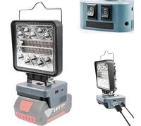 Behogan Lampe sans fil pour Bosch 18 V système GBA, lampe de travail sans fil avec port USB A et Type-C, projecteur LED rotatif à 140°, 6 modes de luminosité, projecteur sans fil 18-20 V, 1800 lm