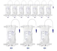 Behogan Lot de 10 sacs à urine de 750 ml pour les jambes : sac de cathéter, sac de jambe, sac de récupération d'urine, sac de drainage avec 2 sangles, avec valve et évacuation en T