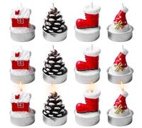 Behogan Lot de 12 bougies chauffe-plat de Noël - Bougies chauffe-plat de Noël faites à la main - Décoration de Noël magique - Bougies de Noël
