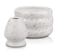 Behogan Lot de 2 bols à matcha en céramique, accessoires de matcha, coffret cadeau blanc