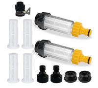 Behogan Lot de 2 filtres à eau pour tuyau d'arrosage : 2 pièces 3/4" pré-filtre pompe de jardin avec 5 adaptateurs rapides + 4 inserts filtrants, pré-filtre à eau pour nettoyeur haute pression, pompe