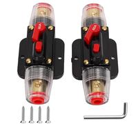 Behogan Lot de 2 fusibles de réinitialisation de disjoncteur en ligne 60 A 12 V - 24 V - Porte-fusible pour voiture - 60 A - Avec réinitialisation manuelle - Pour protection du système audio de