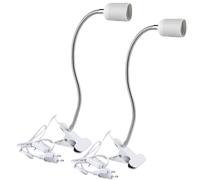 Behogan Lot de 2 lampes à pince - Douille de lampe LED E27 - Lampe à pince réglable à 360 ° - Lampe à pince avec col de cygne flexible et interrupteur - Lampe de lecture LED pour lecture d'intérieur -