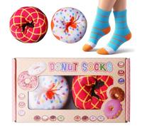 Behogan Lot de 2 paires de chaussettes drôles en forme de donut - Cadeau amusant et coloré pour femmes, adolescentes, filles, maman, drôles et amusantes - Chaussettes pour homme et femme