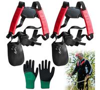 Behogan Lot de 2 sangles d'épaule pour débroussailleuse - Double sangle d'épaule pour débroussailleuse avec une paire de gants - Sangle de transport réglable pour débroussailleuse (orange)