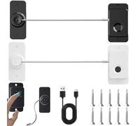 Behogan Lot de 2 serrures pour réfrigérateur avec empreintes digitales, sécurité enfant sans perçage, chargement USB, 20 jeux d'empreintes digitales, convient pour réfrigérateurs, armoires
