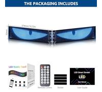 Behogan Lot de 2 yeux LED pour camion et voiture, 374 x 92 mm (16 x 64), feux pour voitures, panneaux lumineux personnalisés, yeux LED flexibles avec contrôle par application et télécommande