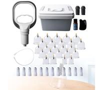 Behogan Lot de 24 ventouses en verre avec pompe à vide, pour le visage et le corps, avec aimants thérapeutiques, ensemble de ventouses pour tout le corps, détendre les muscles