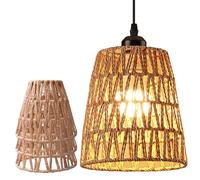 Behogan Lot de 3 abat-jours bohème en rotin tressé - 8 x 15 x 13 cm - E27 - Pour salon, chambre à coucher, salle à manger