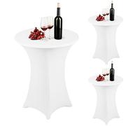 Behogan Lot de 3 housses extensibles pour table haute - 80 cm - 80 x 110 cm - Lavables - Renfort au niveau des pieds - Nappe élastique pour bar, table ronde et mariage