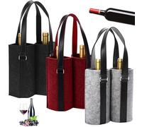 Behogan Lot de 3 sacs à bouteilles double en feutre : sacs cadeaux de vin, sacs à bouteilles en feutre, sac à main pour hommes sac à boissons, sac à vin portable, pour fêtes et emballage cadeau
