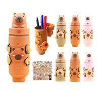 Behogan Lot de 3 Trousses en Silicone pour Enfants avec 50 Autocollants, Trousse à Crayons Motif Dessin animé, Trousse et Porte-Stylo 2 en 1, Trousse Verticale, Trousse à Crayons