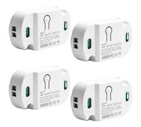 Behogan Lot de 4 modules d'interrupteur intelligent 1 voie 10 A - Interrupteur Wi-Fi intelligent - Module de commutation intelligent Wi-Fi - Mini commande vocale / minuterie - Compatible avec Alexa