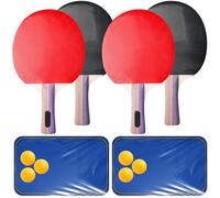 Behogan Lot de 4 raquettes de tennis de table avec 6 balles de tennis de table et 2 sacs de tennis de table - Raquette de tennis de table - Kit de sport professionnel pour l'intérieur et l'extérieur