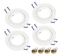 Behogan Lot de 4 spots LED encastrables : cadre de montage avec douille GU10, spots encastrables ronds, 230 V étanche IP44, kit de cadre de montage pour spot 68 mm pour installation au plafond