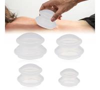 Behogan Lot de 4 ventouses en silicone, 4 tailles, ventouses en silicone, anti-cellulite, anti-âge, soulage la douleur pour tout le corps, blanc