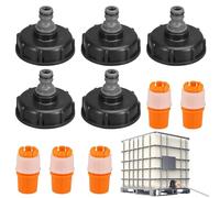 Behogan Lot de 5 adaptateurs de bouchon de réservoir IBC, 1/2", avec 5 raccords de tuyau, pour tuyau d'arrosage, conteneur IBC, réservoir d'eau, réservoir d'eau de pluie, valve de réservoir d'eau de