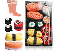 Behogan Lot de 5 paires de chaussettes sushi amusantes en forme de sushi pour homme - Idée cadeau amusante et amusante - Unisexe - Tailles 35-39