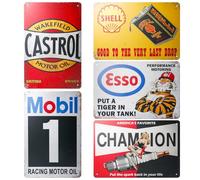 Behogan Lot de 5 plaques en tôle décoratives rétro - 20 x 30 cm - Pour garage, moto vintage - Plaque en métal - Plaque en tôle rétro - Pour garage, voiture, bar, essence