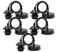 Behogan Lot de 5 suspensions de lampe E27 - Câble réglable de 100 cm avec anneau à vis amovible - Suspension de lampe E27 avec anneau à vis - Câble textile réglable - Pour cuisine, maison - Noir