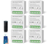 Behogan Lot de 6 modules de commutateur intelligent 1 voie, mini module de relais d'interrupteur DIY, interrupteur Smart Life, compatible avec Google Assistant et Alexa conducteur neutre requis