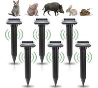 Behogan Lot de 6 répulsifs solaires anti-taupes : IP65 étanche - Répulsif solaire contre les campagnols - Répulsif à ultrasons pour la répulsif contre les taupes - Lutte contre les parasites pour le