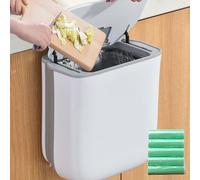 Behogan Lot de 75 poubelles de cuisine suspendues 10 l Avec couvercle Pliable 5 rouleaux sacs poubelle En plastique Cuisine Camping-car Armoire