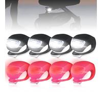 Behogan Lot de 8 lumières LED pour poussette, avec LED claires et 3 fonctions d'éclairage, lumières LED étanches en silicone pour poussette, lumière LED pour poussette, lumière à piles