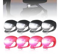 Behogan Lot de 8 lumières pour poussette, 3 fonctions d'éclairage, étanches, LED avec LED lumineuses, lumières LED en silicone, poussette, lumière LED pour poussette à piles