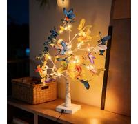 Behogan Lumières d'arbre LED avec papillon : boîtier en plastique feuille d'érable lumière d'arbre, culot E14 papillon lumière de bouleau, protection IP42 lumière d'automne, pour la décoration