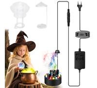 Behogan Nébuliseur à ultrasons, 12 LED, mini machine à fumée à ultrasons pour Halloween, avec 2 protections anti-éclaboussures amovibles, 24 V, pour étang, citrouille d'Halloween et pot de sorcière