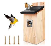 Behogan Nichoir suspendu : 10,92 x 10,92 x 30,5 cm Nichoir à mésanges bleues aspect bois avec nichoir pour oiseaux de jardin avec œillet de suspension pour arbres et jardins