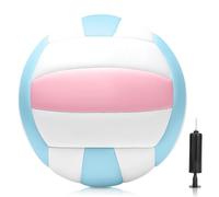 Behogan Volley officiel - Ballon de beach volley en cuir souple - Taille 5 - Avec gonfleur doux et imperméable - Pour l'intérieur et l'extérieur - Rose