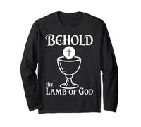 Behold The Lamb of God Calice Eucharistie catholique Manche Longue