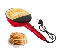BEHOME Crêpiere électrique avec poignée antiadhésif | Plaque à crêpes antiadhésive avec poignée antiadhésive, pieds antidérapants et plaque à crêpes, diamètre 20 cm, rouge