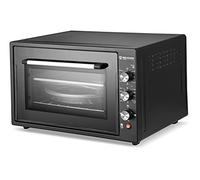 Behome Four électrique 60 litres ventilé | autonettoyant, émaillé, température jusqu'à 320° double verre avec lumière intérieure et minuterie 2 plaques et 1 grille (60 L, noir)