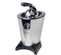 BEHOME Presse-agrumes électrique professionnel 2 litres | Presse-agrumes à levier avec bras et bec verseur | 2 cônes en acier inoxydable pour l'orange et le citron et filtre interne, noir et argenté