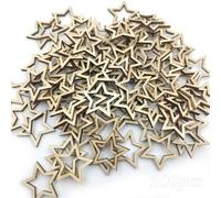 behone 100 pcs étoiles en Bois, Fini en Forme D'étoile Creuse Embellissement en Bois pour Artisanat Décoration de Mariage, Table et DIY Scrapbooking Embellissements