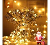 behone Guirlande lumineuse de Étoile,Flocon de neige,6M 40LED Guirlande lumineuse d'intérieur,Fonctionnant à Piles Guirlande Lumineuse Étanche pour Pot Jardin Camping Noël Décorations