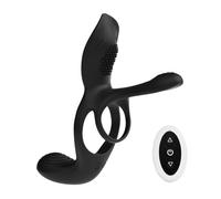 BeHorny Anneau pénien 9 vitesses, rechargeable, en silicone, télécommande, stimulateur 3 zones