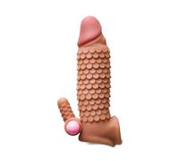 BeHorny Anneau pénien vibrant à tige nervurée pour plus de stimulation et de plaisir, couleur chair