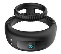 BeHorny Anneau pénien vibrant double, multi-modes et rechargeable