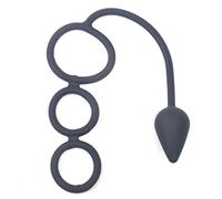 BeHorny Anneau triple pénis et testicules avec plug anal