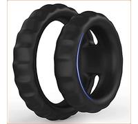 BeHorny Double Anneau pour Pénis, anneau pour Pénis et testicules Envelope le Pénis et testicules Noir, 999509
